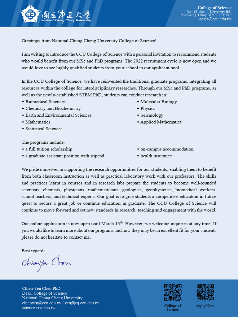 CCU Science Graduate Programs & Scholarships | PDF | Doctor Of ...