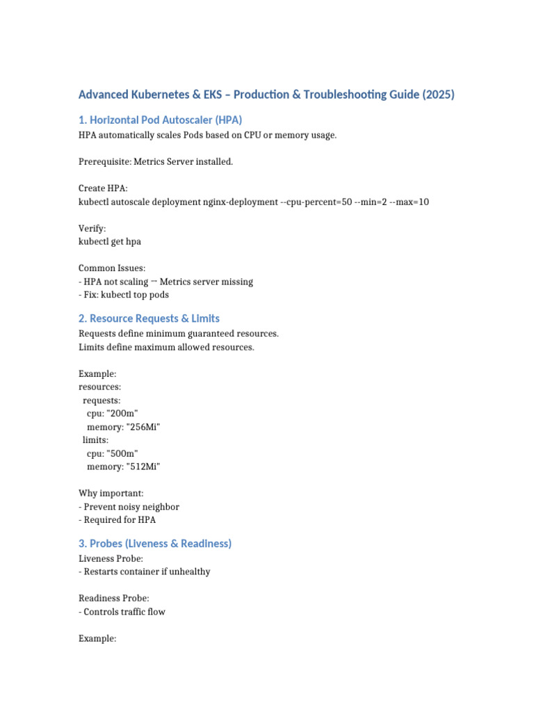13 Advanced Kubernetes EKS Production 2025 | PDF