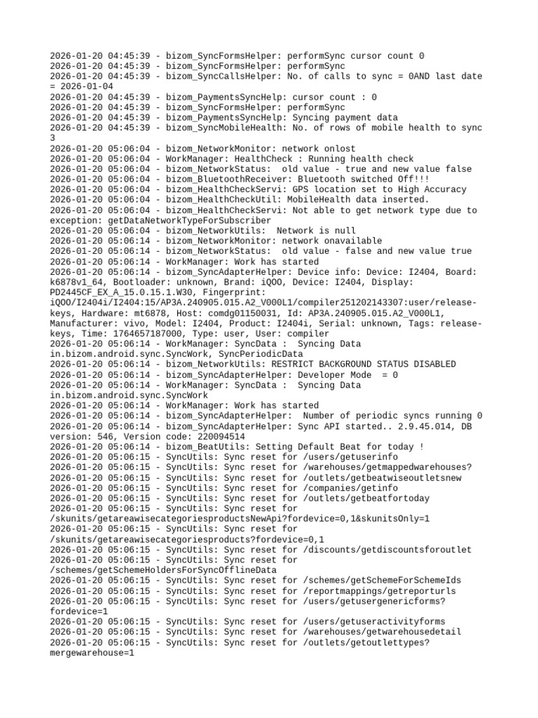 Bizom Sync Log Analysis 2026 | PDF | Computer Science | Computer ...