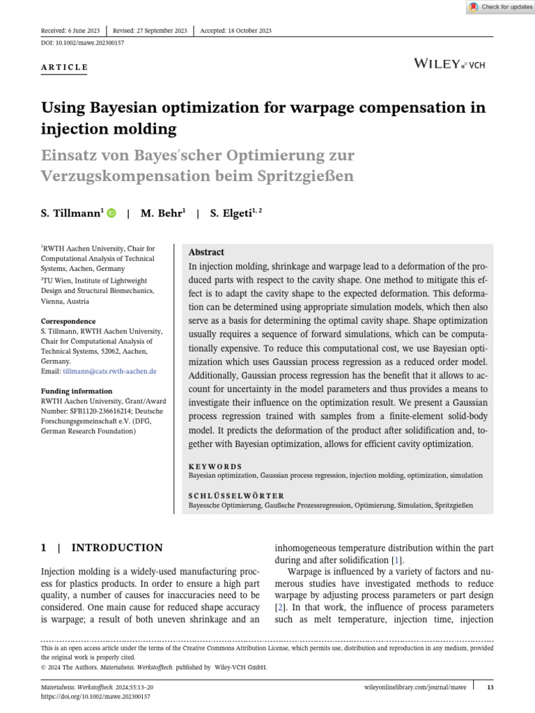 Bayesian Optimization for Injection Molding Warpage | PDF ...
