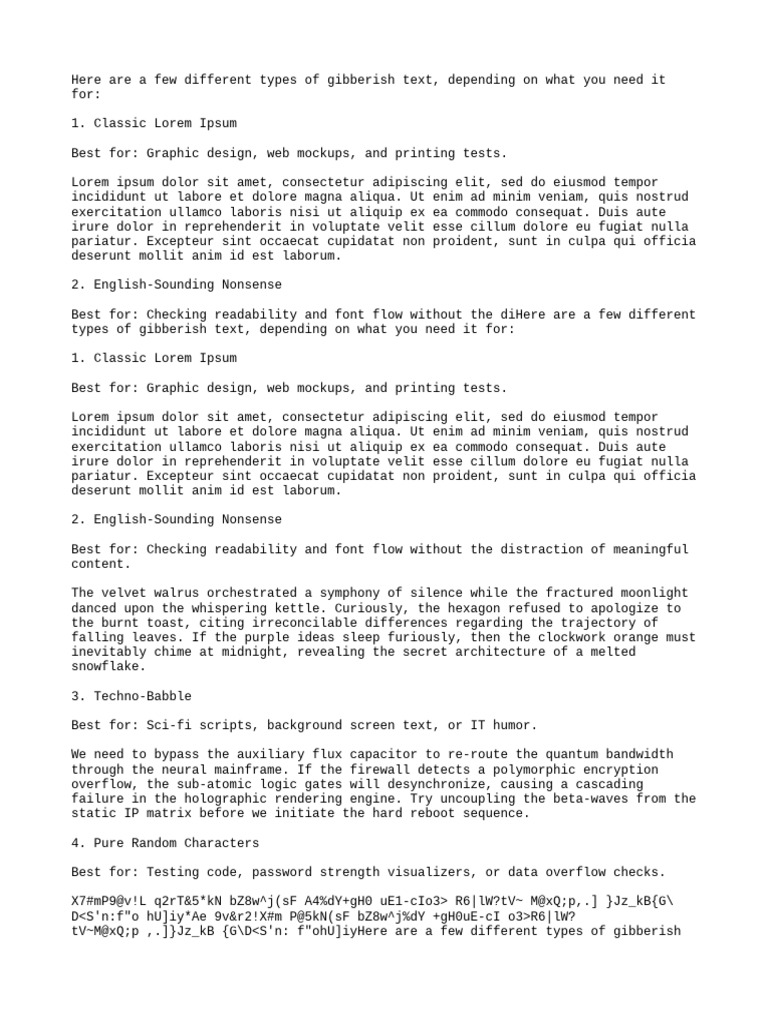 Types of Gibberish Text Explained | PDF | Computing