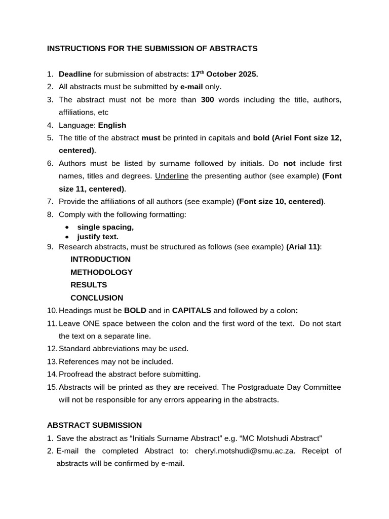 Abstract Submission Guidelines 2025 | PDF | Nutrition | Diet & Nutrition