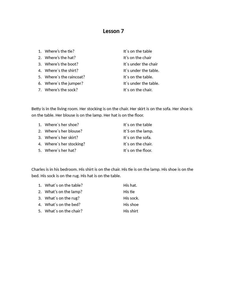 Object Location Questions for Kids | PDF