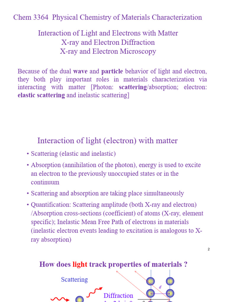 X-ray and Electron Diffraction Techniques | PDF | Scanning Electron ...