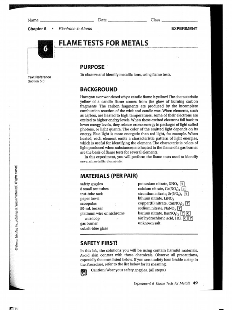3.4 Flame Test Lab (S) | PDF