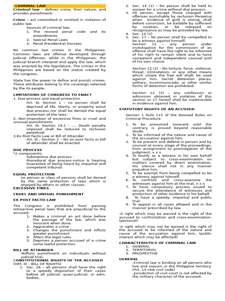 Overview of Philippine Criminal Law | PDF | Crimes | Crime & Violence