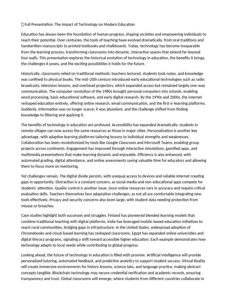 Technology's Role in Modern Education | PDF | Educational Technology ...