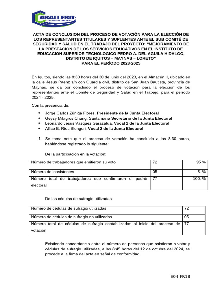 e04-Fr18 Acta de Conclusion de Proceso | PDF | Gobierno | Eventos políticos