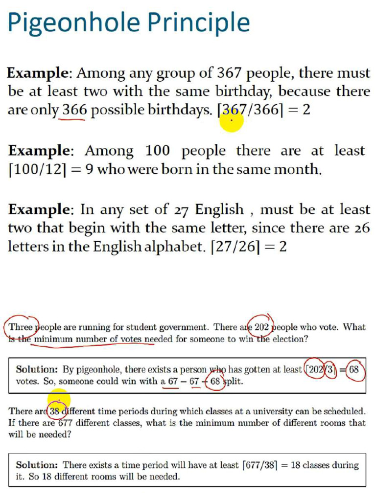 Pigeon Hole, Relations and Its Examples and Induction | PDF
