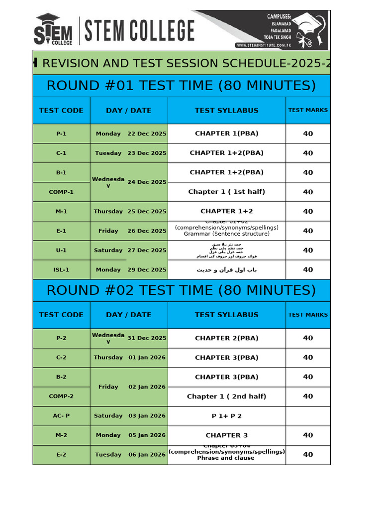 2025-2026 Test Schedule Overview | PDF | Language Mechanics | Languages