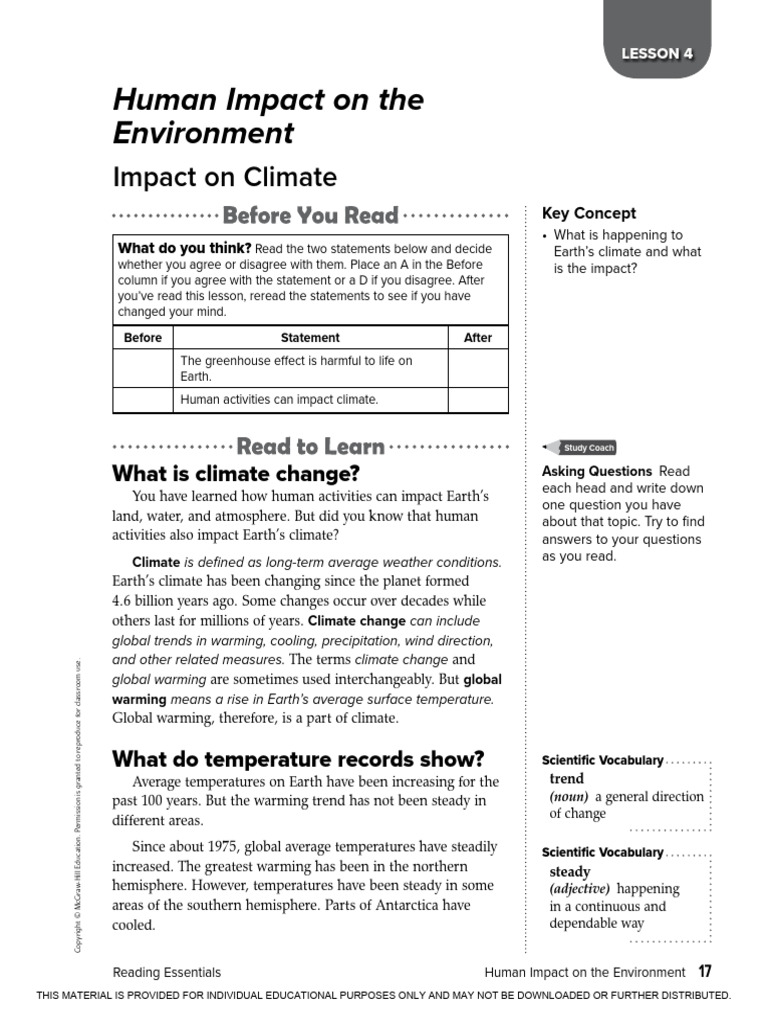 Lesson 4 Impact On Climate | PDF | Greenhouse Effect | Greenhouse Gas