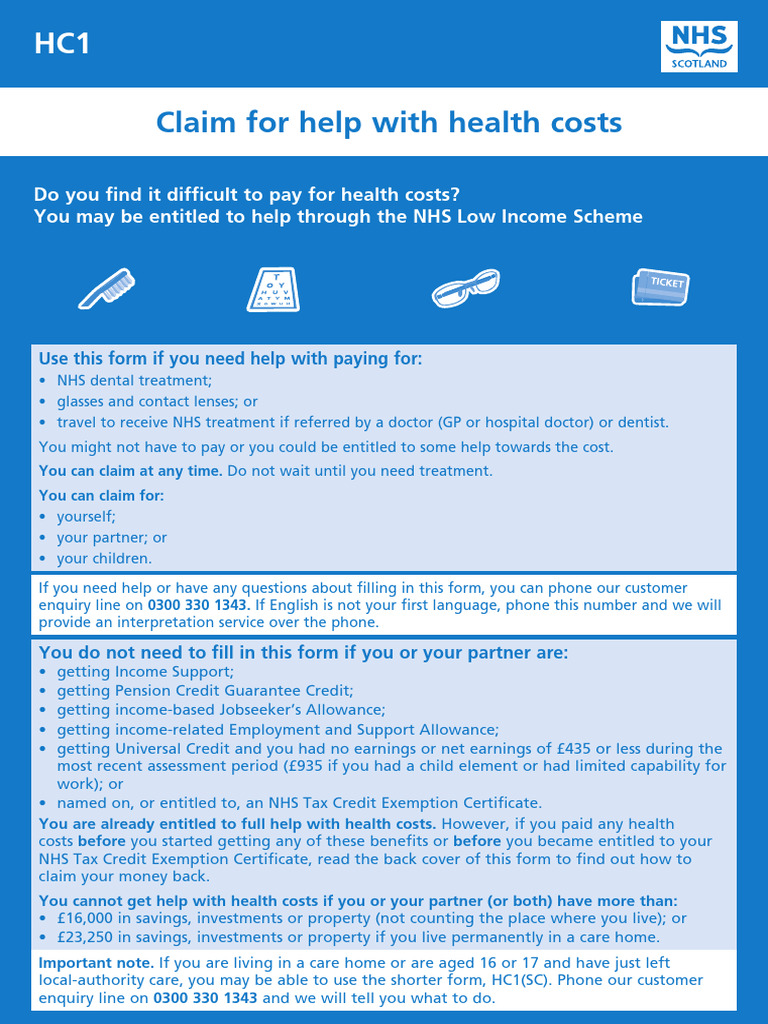 HC1 Scotland July 2016 | PDF | Pension | Social Security (United States)