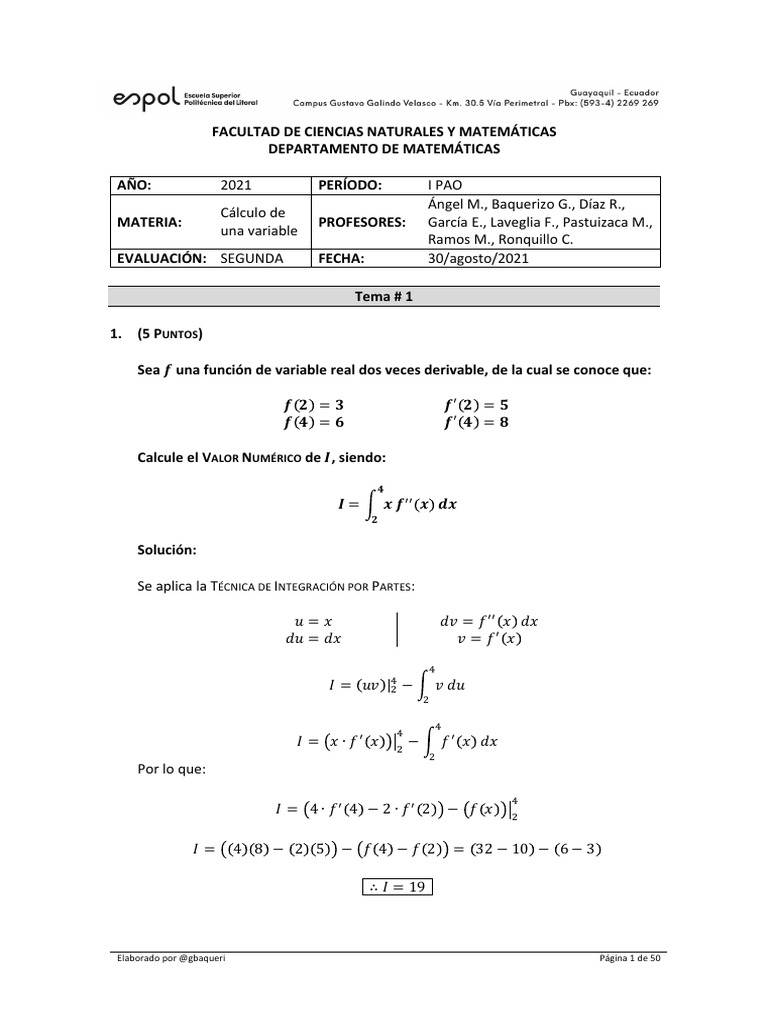 2021 PAO I CUV Ex2 Soluciones de Todos Los Temas | PDF | Integral ...