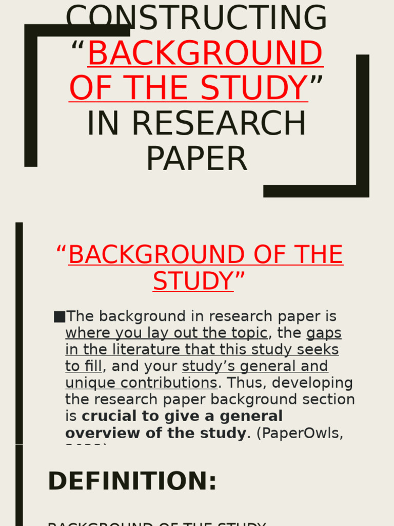 Constructing Background of the Study (1) | PDF | Citation | Methodology