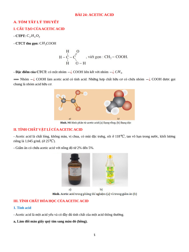 Bài 24 Acetic Acid | PDF