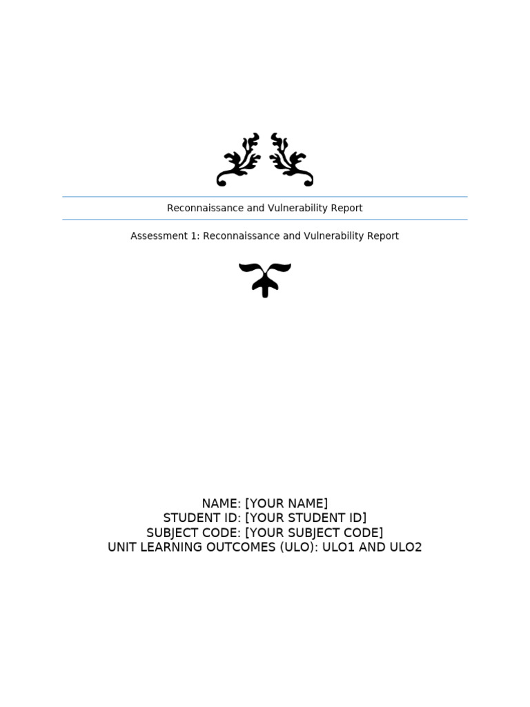 Reconnaissance & Vulnerability Assessment Report | PDF | Transport ...