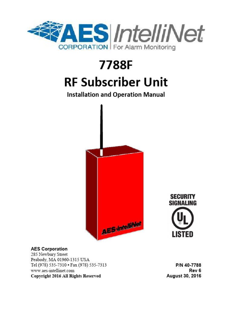 AES RF Unit - 7788-Rev-6 PDF | PDF | Coaxial Cable | Antenna (Radio)
