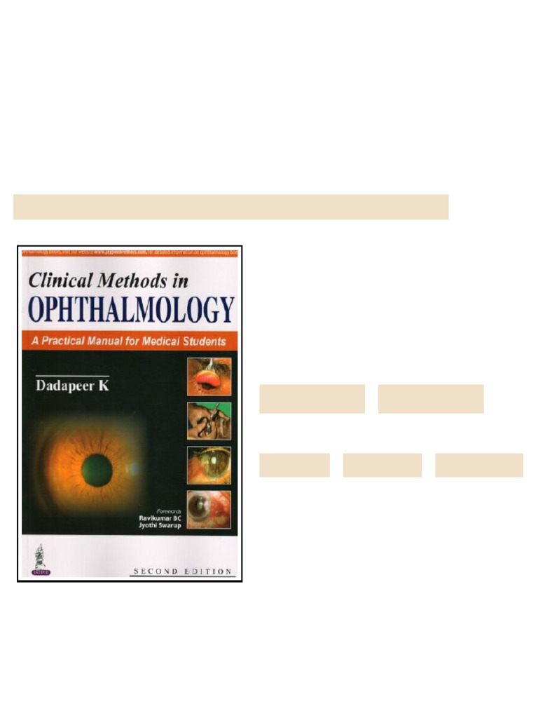 Clinical Methods in Ophthalmology A Practical Manual for Medical ...