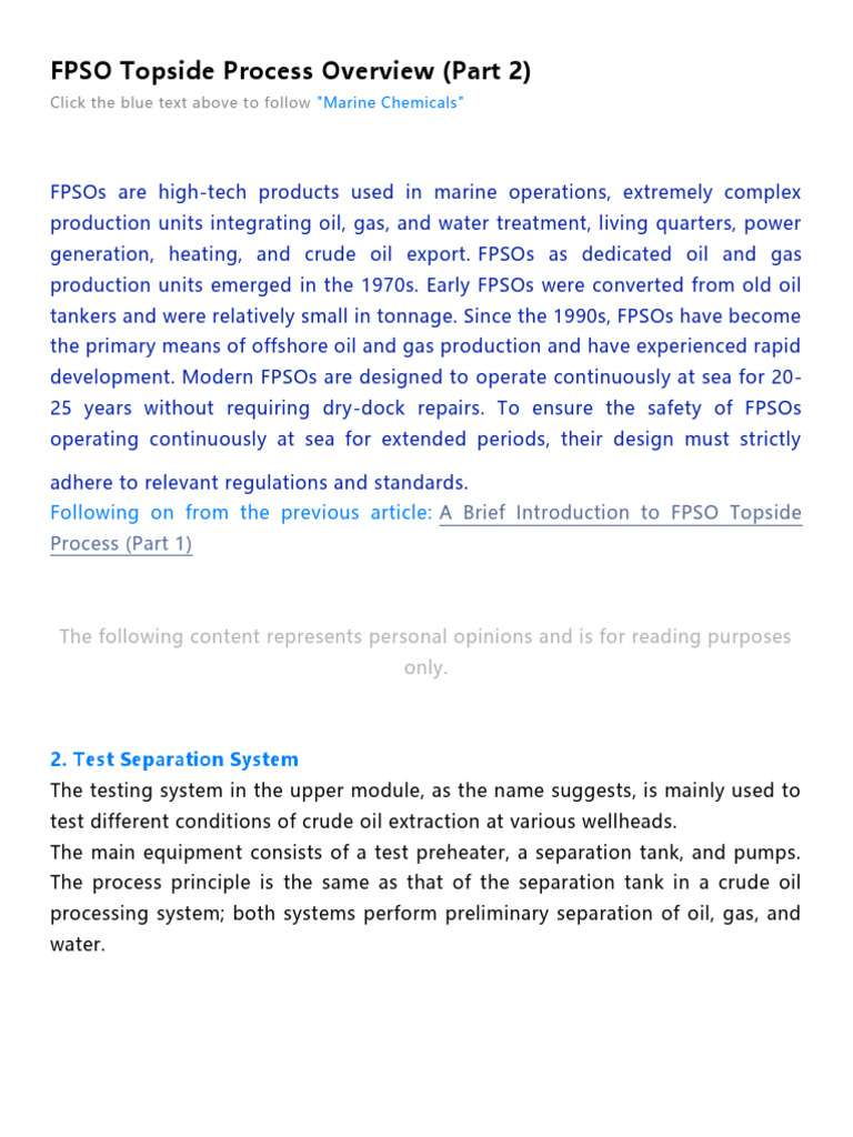 FPSO Topside Process: Test & Recovery Systems | PDF | Gases | Energy ...