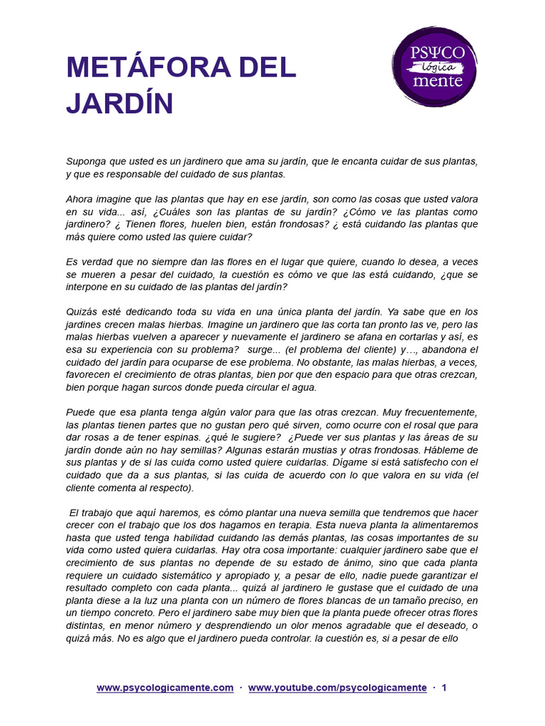 Metáfora Del Jardín | PDF | Plantas | Hierba