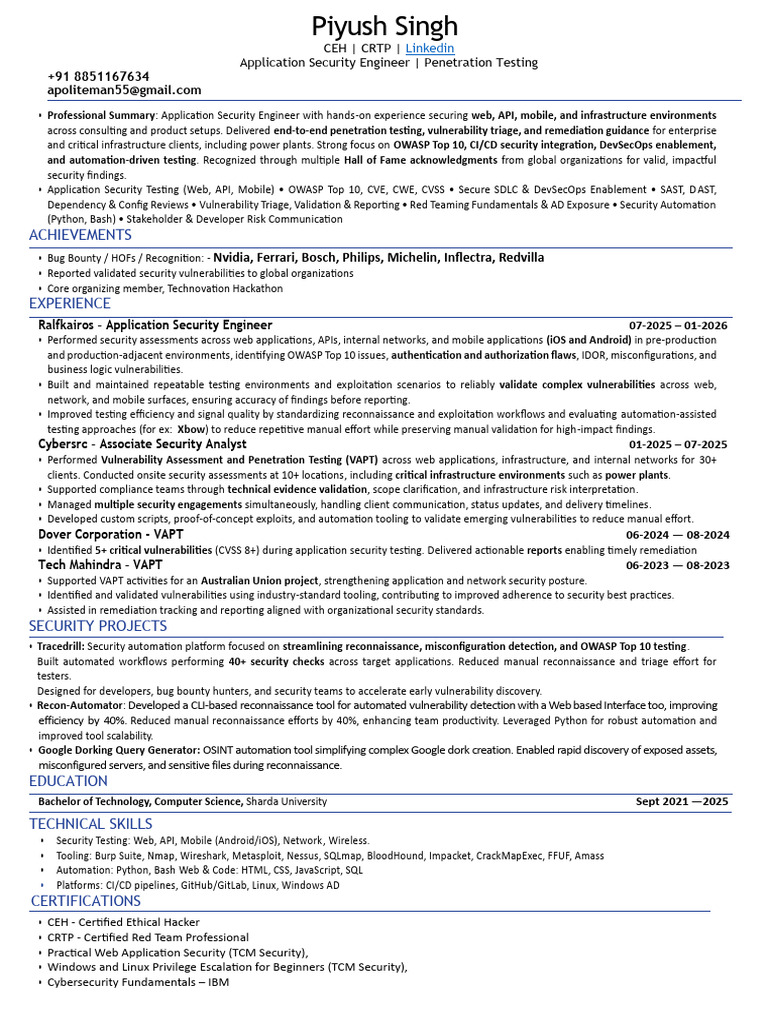 Application Security Engineer Profile | PDF | Computer Security | Security