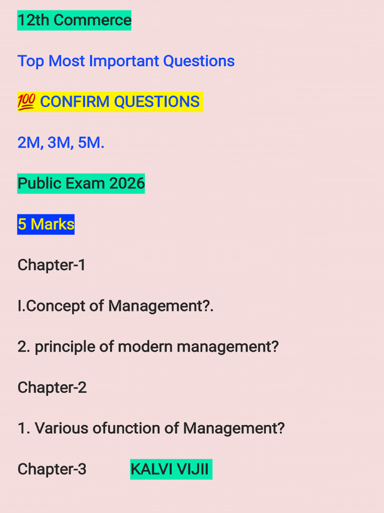 12th Commerce 5 M Public 2026 | PDF
