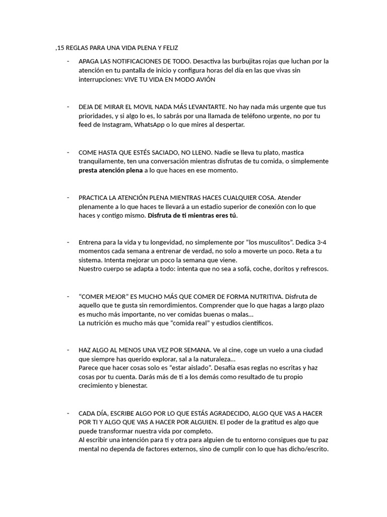 15 Claves para una Vida Plena y Feliz | PDF