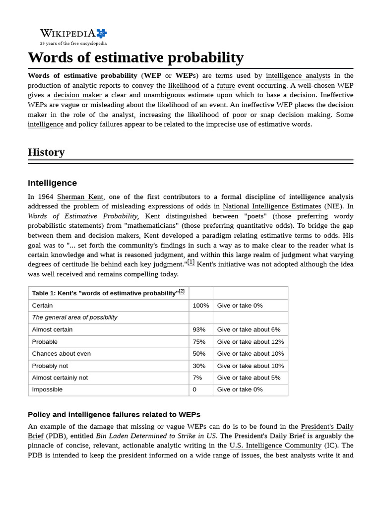 Understanding Words of Estimative Probability | PDF