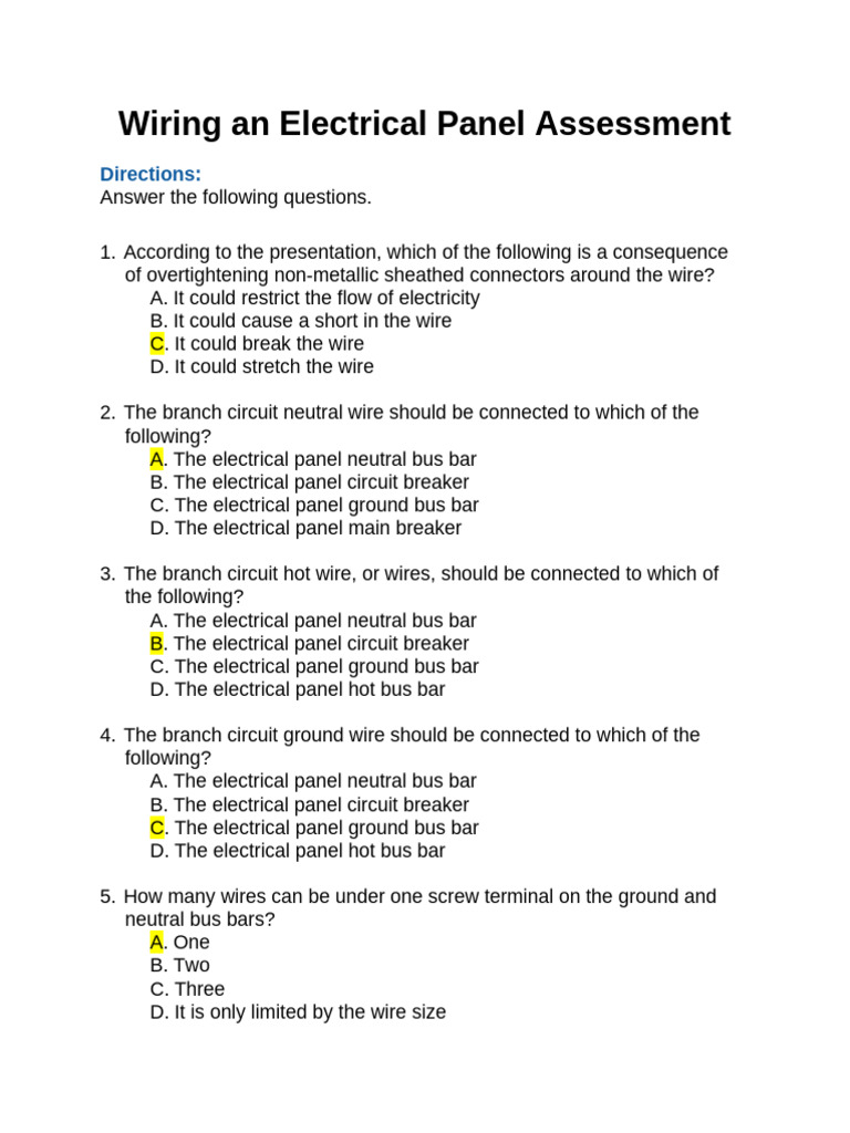 Electrical Panel Wiring Assessment Guide | PDF | Electricity ...