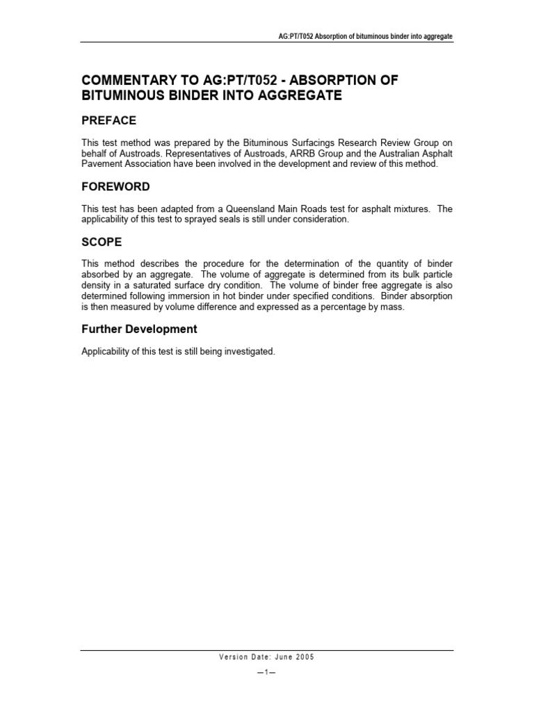 Bituminous Binder Absorption Test Guide | PDF | Density | Materials