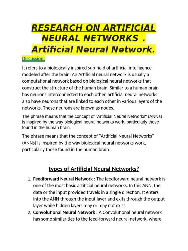 Overview of Artificial Neural Networks | PDF | Applied Mathematics ...