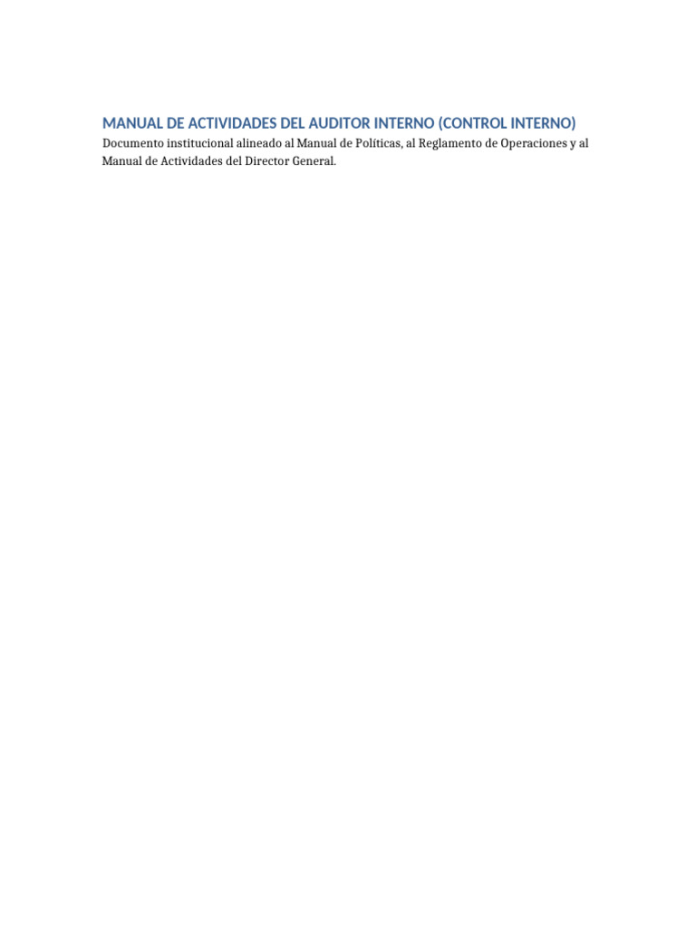 Manual de Auditoría Interna y Control | PDF | Contralor | Auditoría