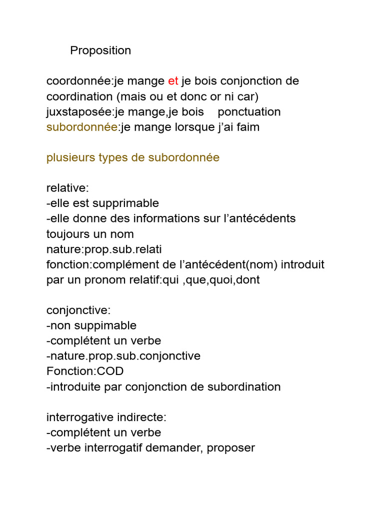 Types de propositions et subordonnées | PDF