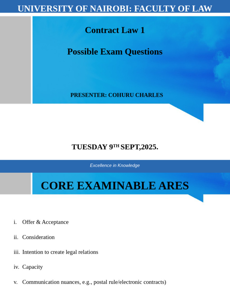 Contract Law Exam Questions Guide | PDF | Offer And Acceptance ...