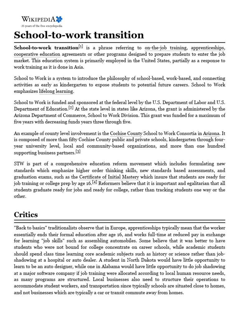 School-to-Work Transition Explained | PDF | Educational Stages