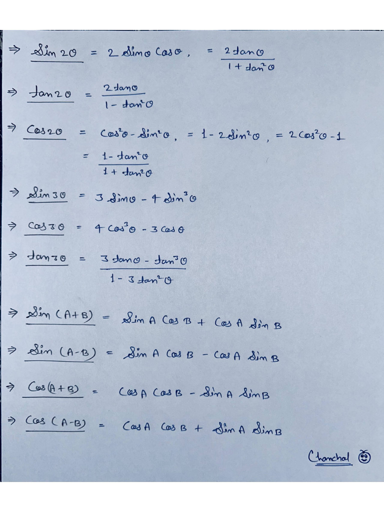 Trigonometry Imp. Formulas | PDF