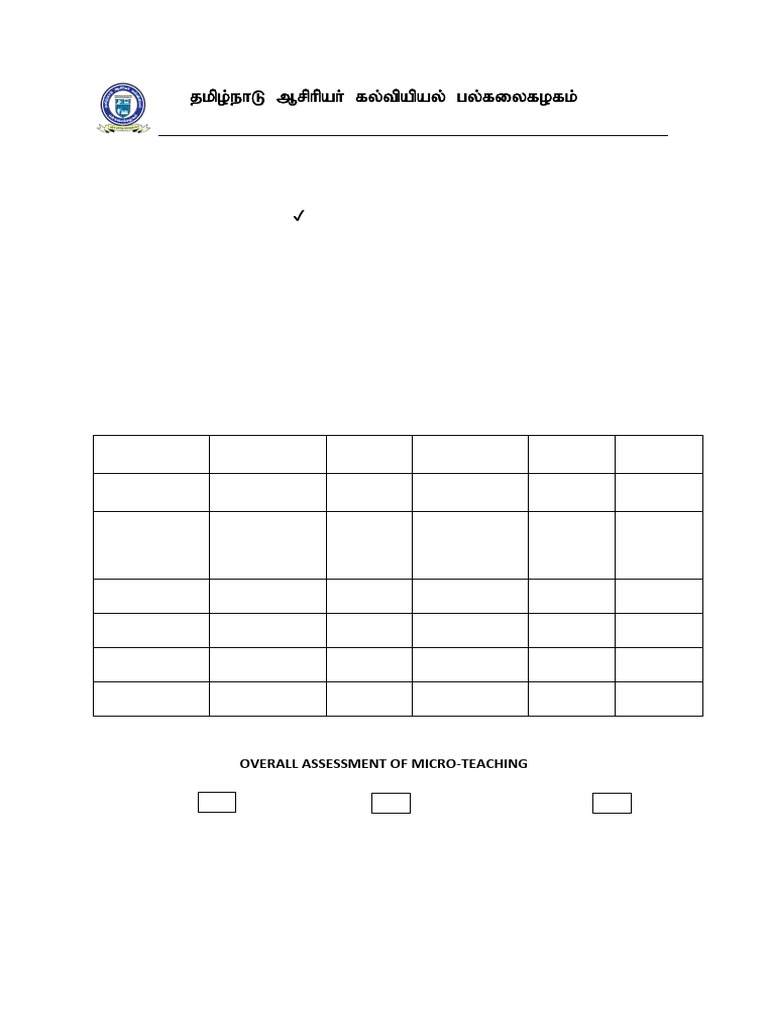 Micro Teaching Skills Assessment Guide | PDF