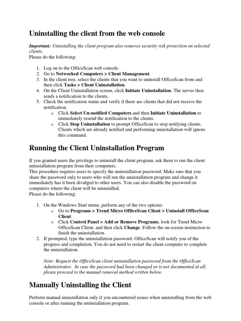 OfficeScan Client Uninstall Guide | PDF | Windows Registry | Microsoft ...
