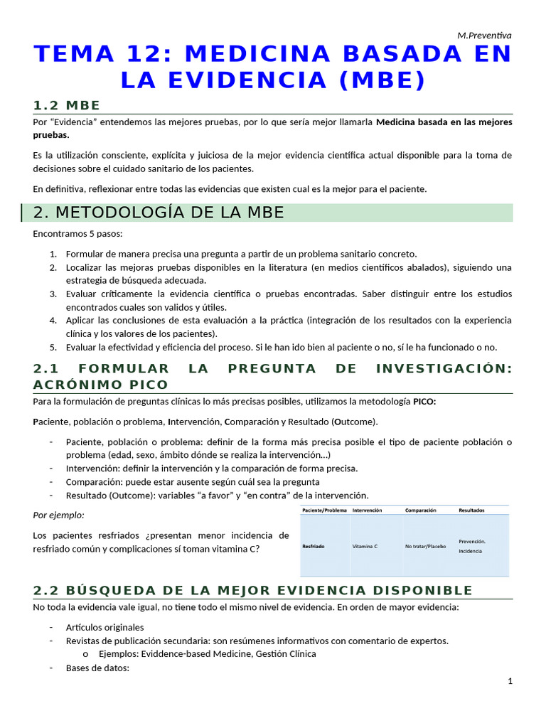 Medicina Basada en la Evidencia: Guía MBE | PDF | Evidencia basada en ...