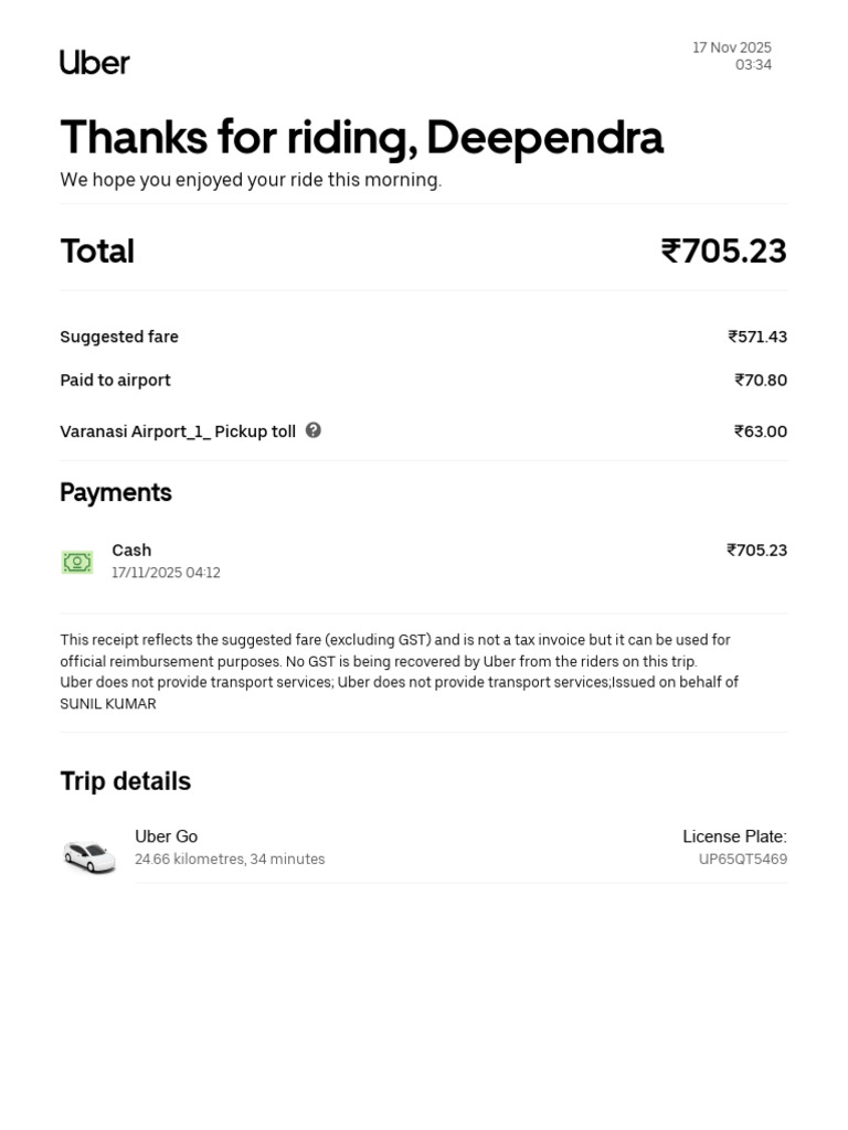 Uber Ride Payment Breakdown Guide | PDF