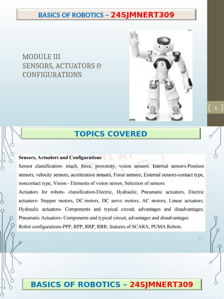 Robotics Sensors and Actuators Overview | PDF | Computer Vision ...