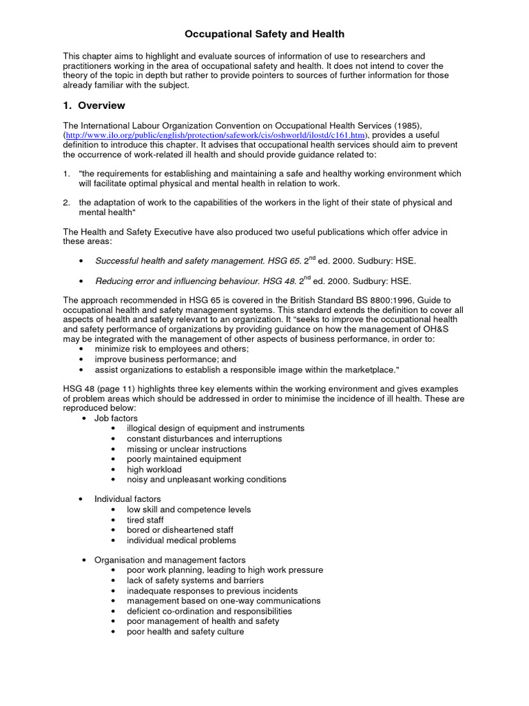 Occupational Safety and Health Overview | PDF | Occupational Safety And ...