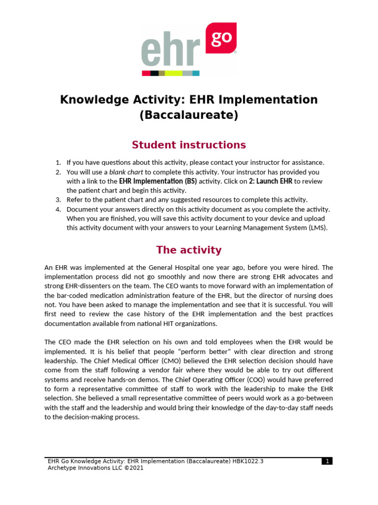 EHR Implementation Strategies and Challenges | PDF | Electronic Health ...