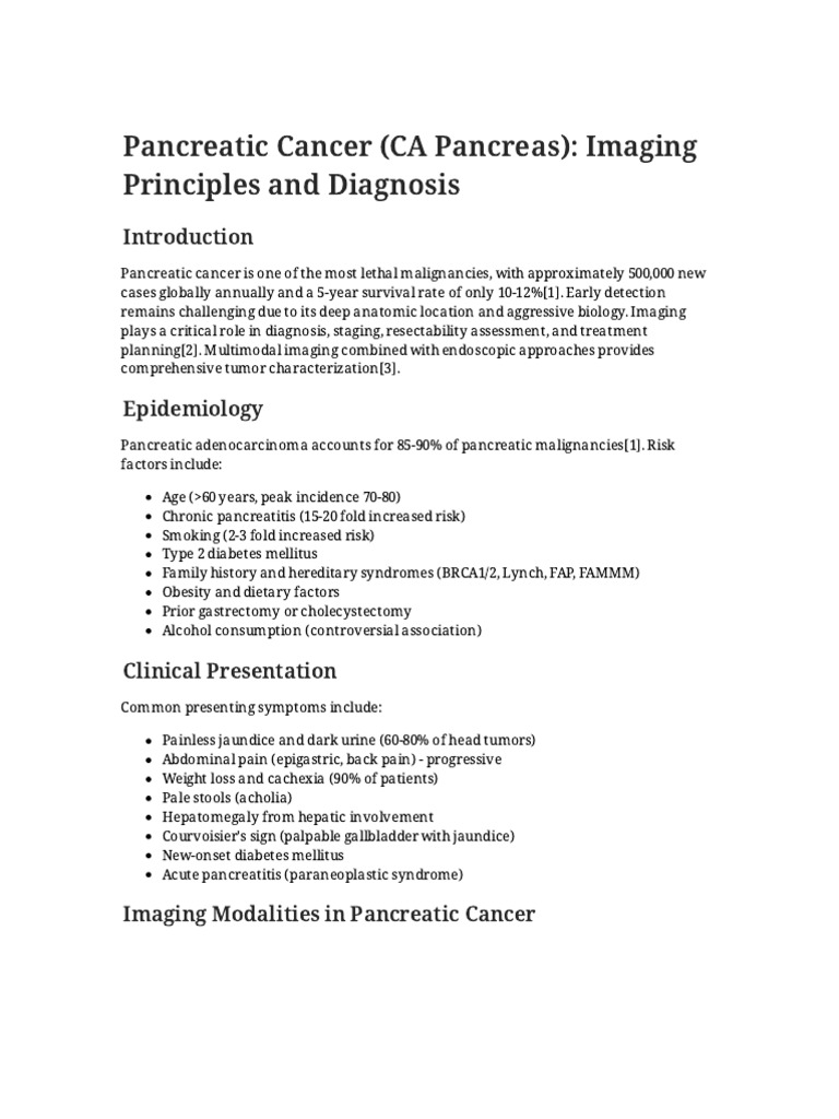 Imaging Techniques for Pancreatic Cancer | PDF | Pancreatic Cancer ...