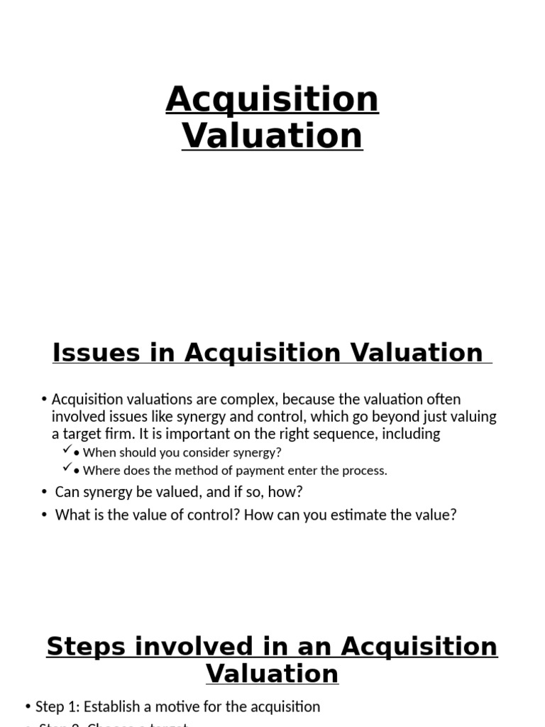 Acquisition Valuation Strategies Explained | PDF | Mergers And ...