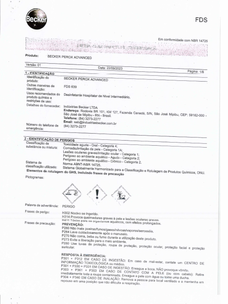 Becker Perox Advanced | PDF