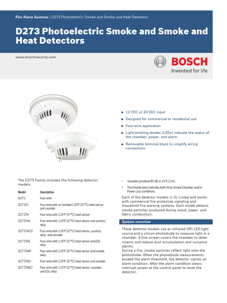 D273 Photoelectric Smoke Detectors Guide | PDF | Sensor | Relay