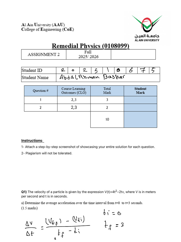 Remedial Physics Assignment 2 Guide | PDF