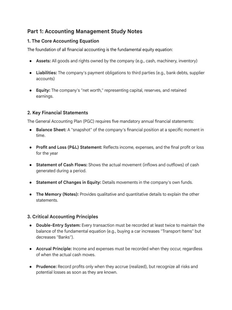 Accounting Management Study Notes | PDF | Debits And Credits | Depreciation