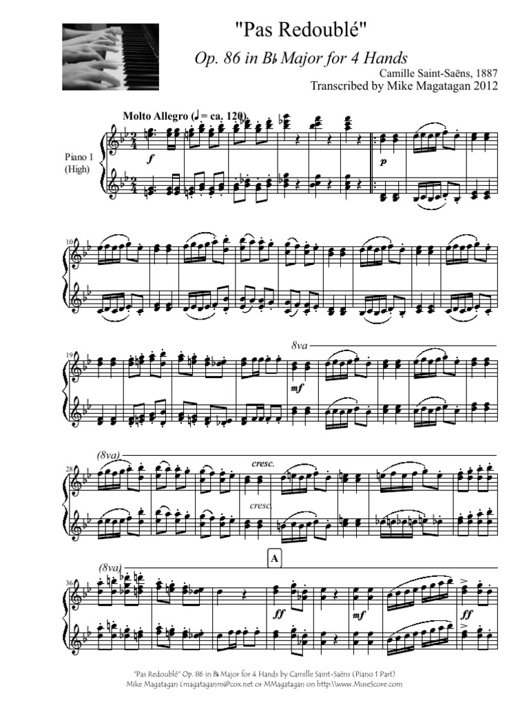 Saint Saens Camille Pas Redouble Pour Mains Camille Saint Saens Pas ...
